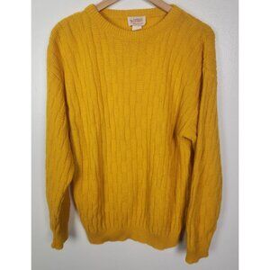 Vtg. Beldoch Popper Men's Sz. L Yellow Knit Crew Neck Sweater